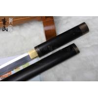 檀木包铜唐刀-花纹钢烧刃