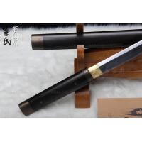 檀木包铜唐刀-花纹钢烧刃