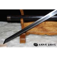 开槽檀木包铜唐刀（花纹钢烧刃）