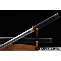 开槽檀木包铜唐刀（花纹钢烧刃）