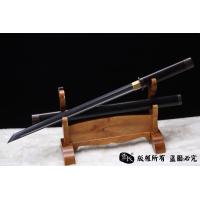 开槽檀木包铜唐刀（花纹钢烧刃）