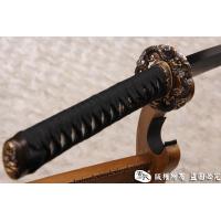 切刃唐刀式武士刀--高猛钢制作，配鎏金装具，唐刀武士刀的完美结合