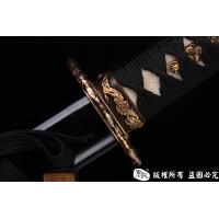 切刃唐刀式武士刀--高猛钢制作，配鎏金装具，唐刀武士刀的完美结合
