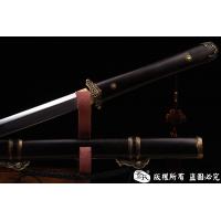 简装檀木唐刀-花纹钢烧刃