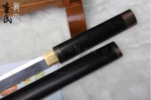 檀木包铜唐刀-花纹钢烧刃