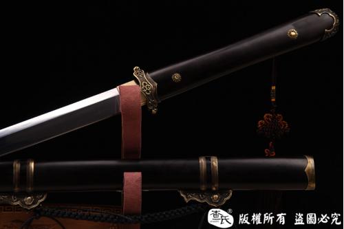 简装檀木唐刀-花纹钢烧刃