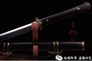 简装檀木唐刀-花纹钢烧刃